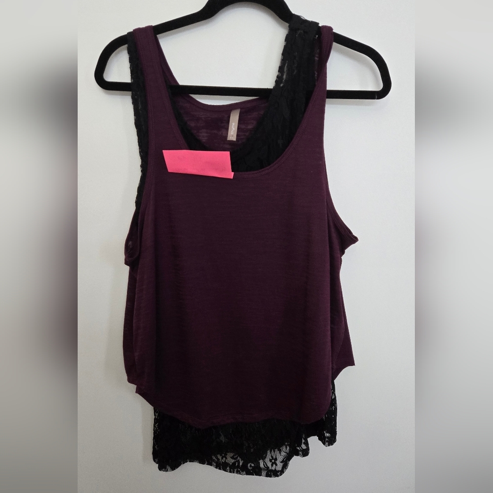 🫣Thyme Maternity Nursing Deep Purple with Lace base layer Tank Top